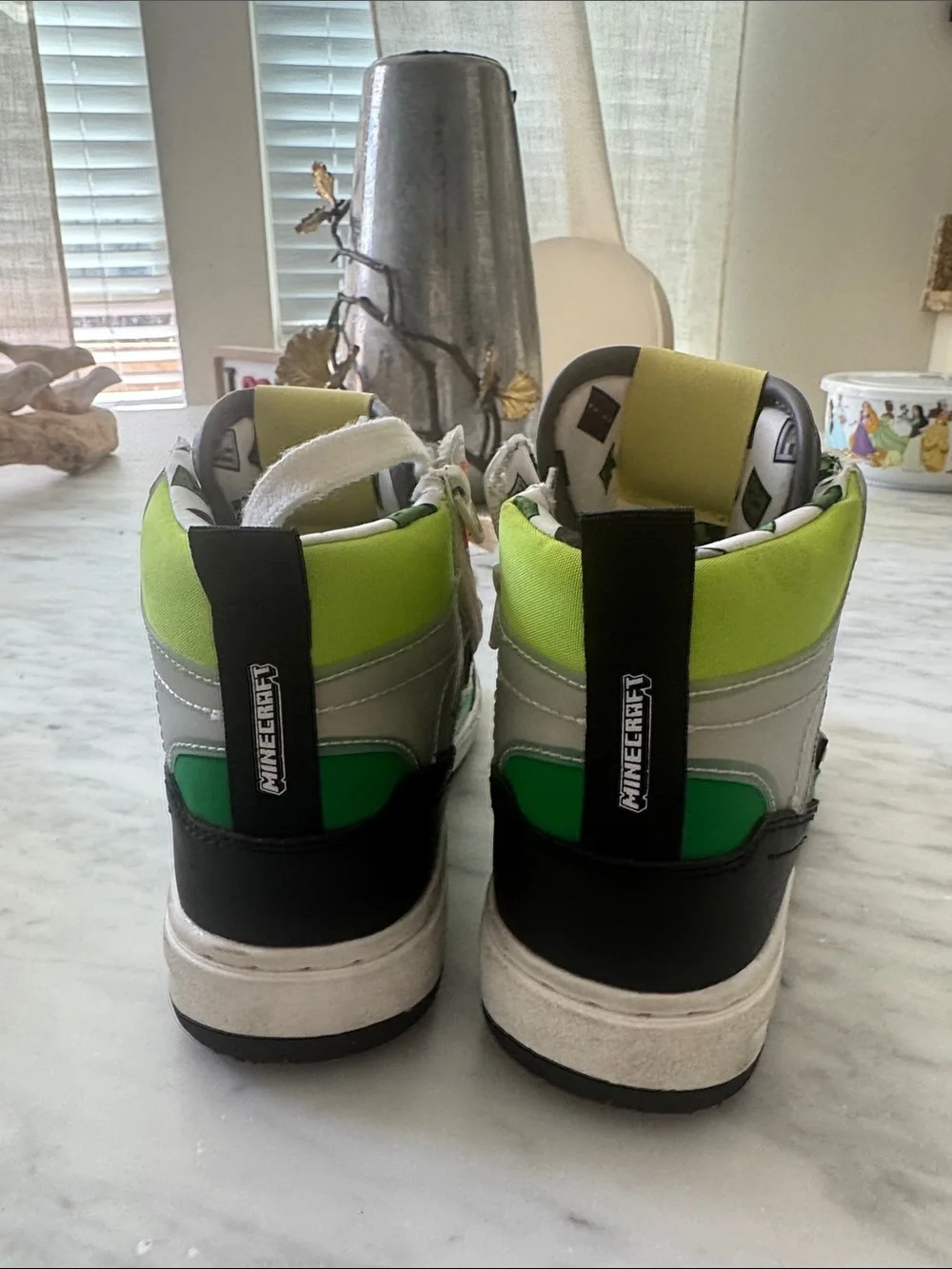 Zara Kids' White, Black & Green Minecraft High-Top Sneakers